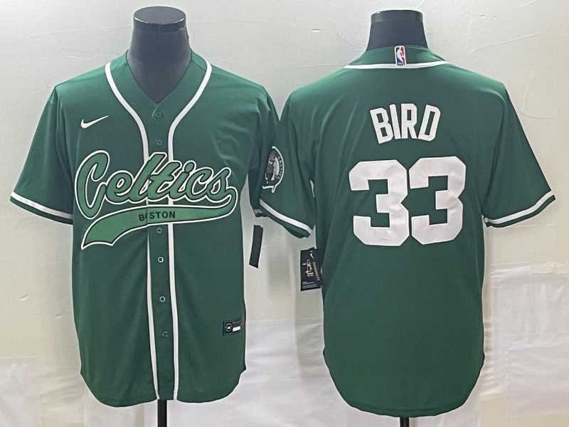 Mens Boston Celtics #33 Larry Bird Green With Patch Stitched Baseball Jersey->boston celtics->NBA Jersey